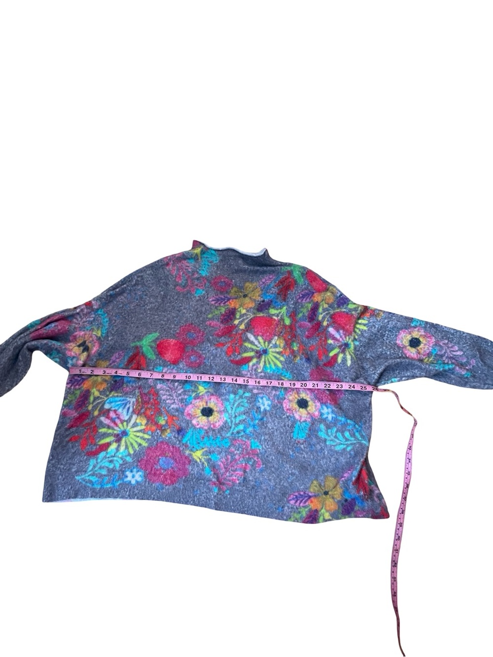 NATURAL LIFE FUZZY FLORAL MOCK NECK SWEATER L/XL - Picture 12 of 13